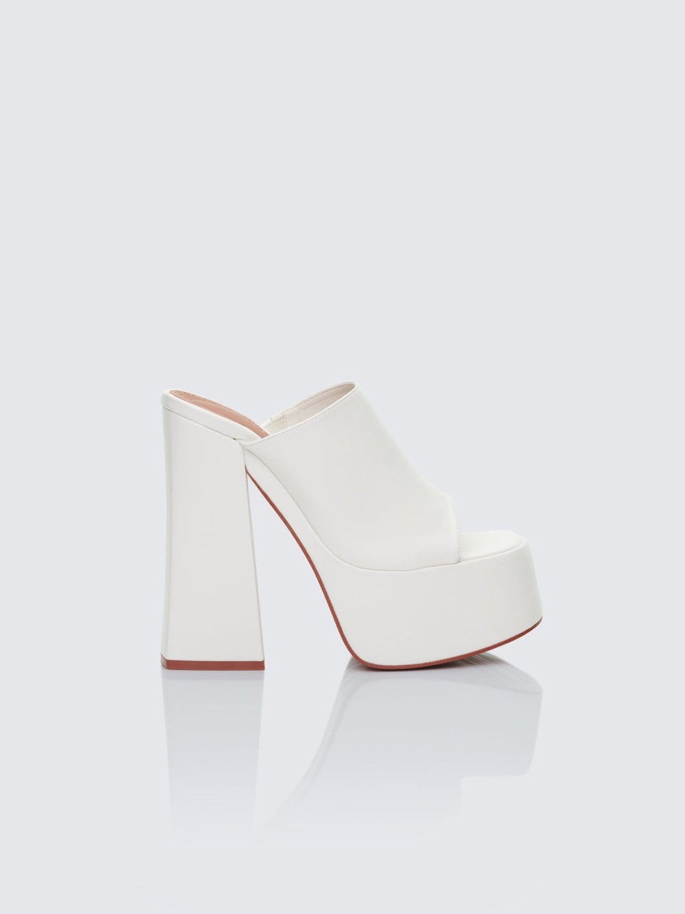 FINESSE Saige White Open Toe Platform Mule Sandals Chunky High Heels Size 11